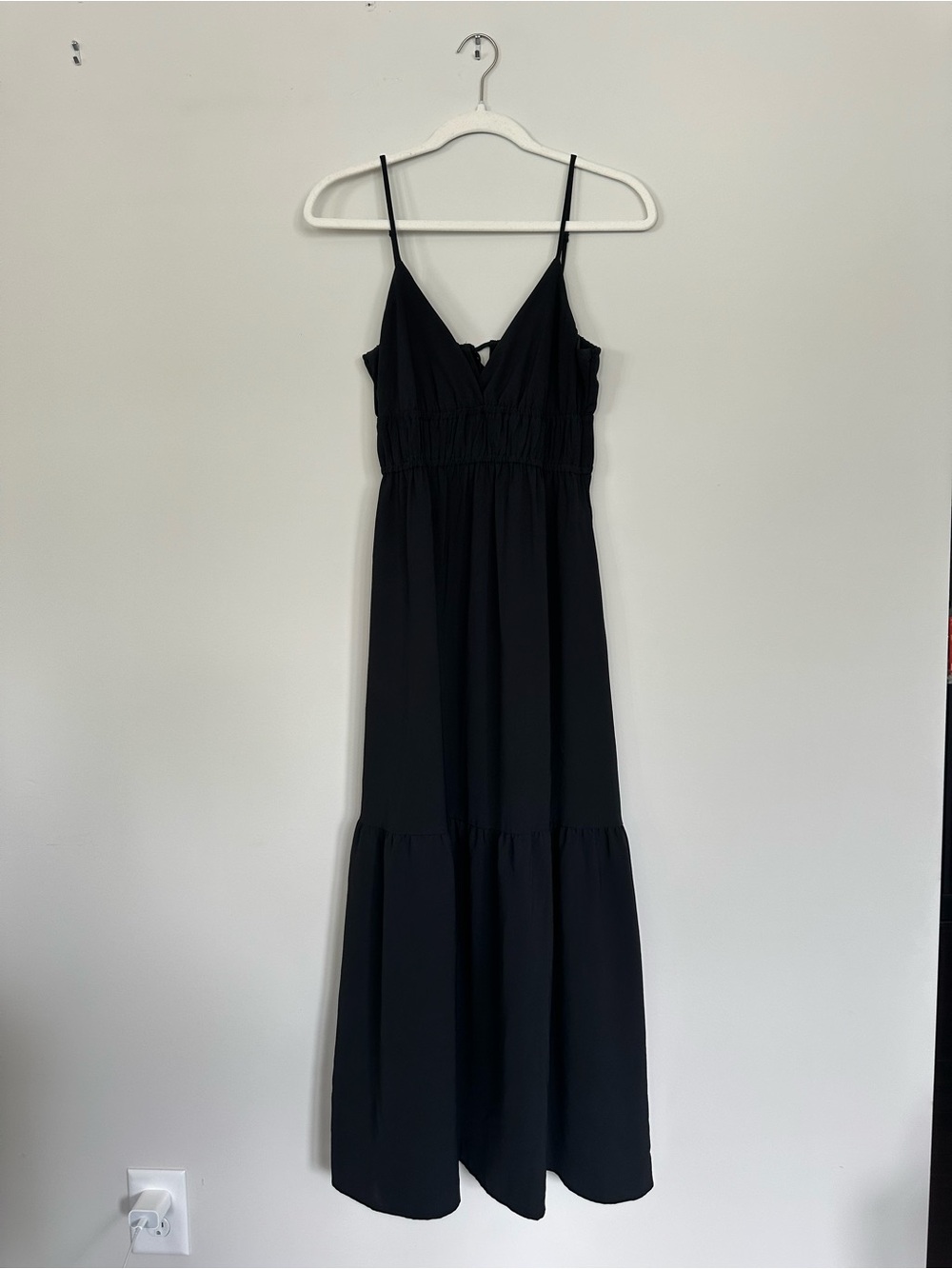 a new day Black Spaghetti-Strap Tiered Maxi Dress
